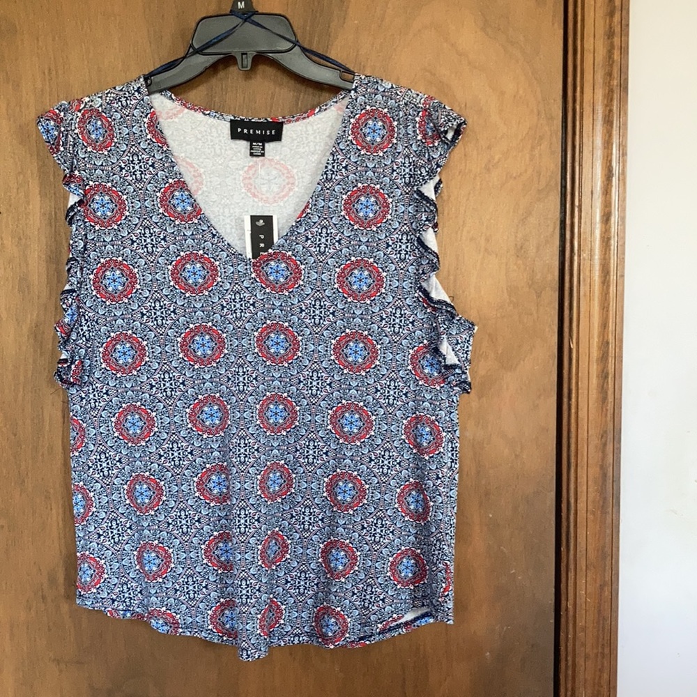 Premise top boho abstract floral print soft material casual w stretch M - Picture 14 of 17